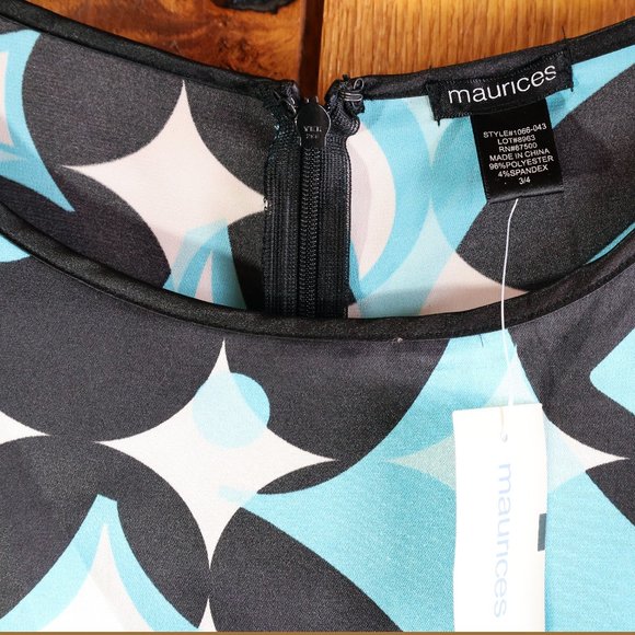 Dot Artsy Dress, 3/4, Blue Aqua and Black - Picture 4 of 4